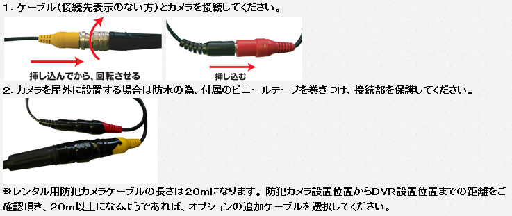 ケーブルとカメラを接続