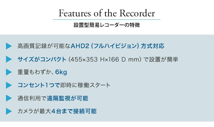 設置型簡易レコーダーの特徴